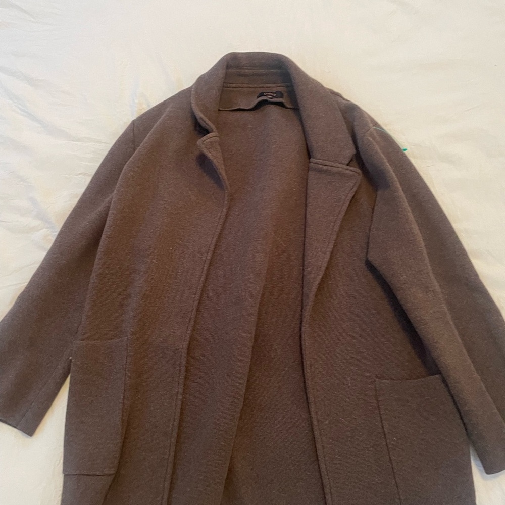 Brown Wool Blend Coat Quince
